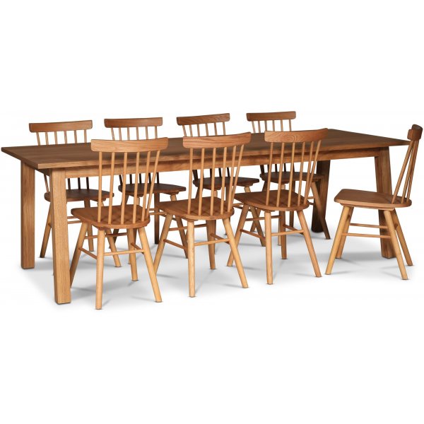 Saltsj spisegruppe 240 cm inkludert 8 stk. Orust pinnestol - Oljet eikefiner