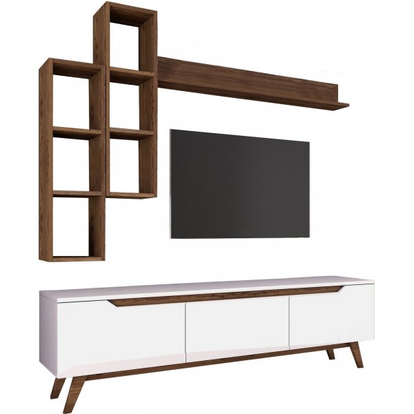 Marlon TV-stativ - Hvit/valnøtt Marlon TV-stativ - Hvit/valnøtt