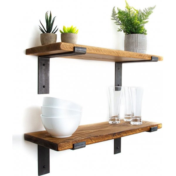 Lamba vegghylle 3 - Svart/valnøtt Lamba vegghylle 3 - Svart/valnøtt