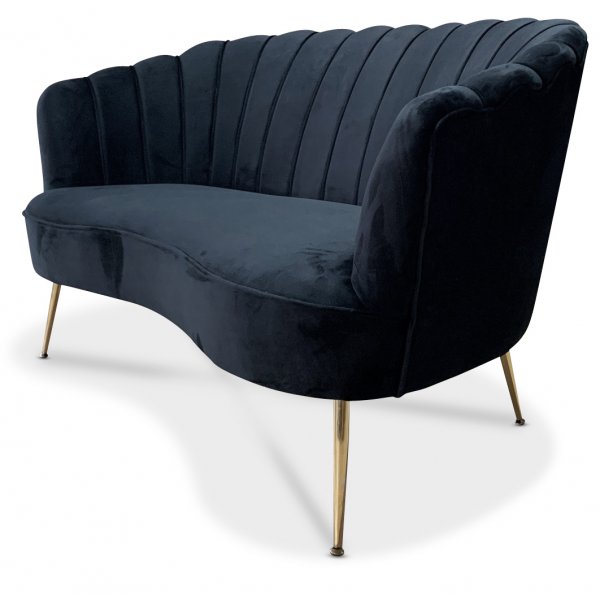 Snäckan 2-seter sofa - Svart fløyel / Messing Snäckan 2-seter sofa - Svart fløyel / Messing