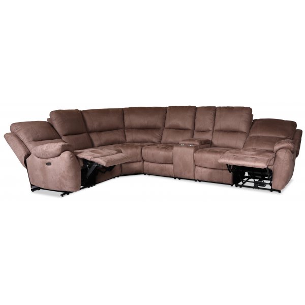 Enjoy Hollywood recliner-hjørnesofa - 5-seters (elektrisk) i brunt mikrofiberstoff Enjoy Hollywood recliner-hjørnesofa - 5-seters (elektrisk) i brunt mikrofiberstoff