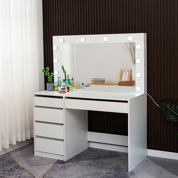 Facada sminkebord XL 120x 55 cm - Hvit + Tekstilrens for møbler Facada sminkebord XL 120x 55 cm - Hvit + Tekstilrens for møbler