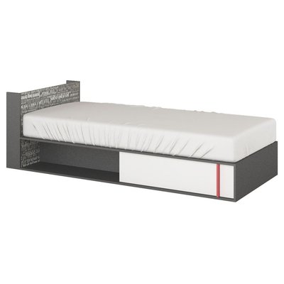 Jacklyn seng med oppbevaring 90 x 200 cm - Hvit/graphite - Venstrevendt