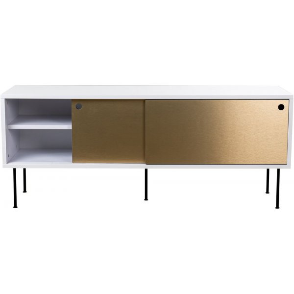 Volume mediebenk 132 cm - Hvit/messing