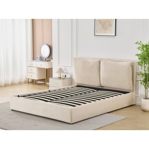 Lamica sengeramme med sengegavl og oppbevaring 160 x 200 cm - Beige Lamica sengeramme med sengegavl og oppbevaring 160 x 200 cm - Beige