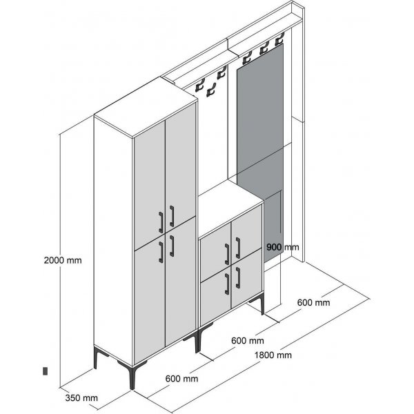 Berlin gangmøbel, abc - Valnøtt/krem Berlin gangmøbel, abc - Valnøtt/krem
