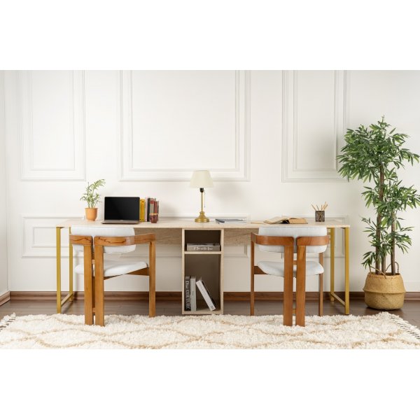 Twin skrivebord - Travertin/gull Twin skrivebord - Travertin/gull