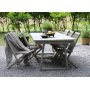 Spisegruppe Salt, gr teak: Bord 240 cm inkludert 6 stk. sammenleggbare stoler i gr teak