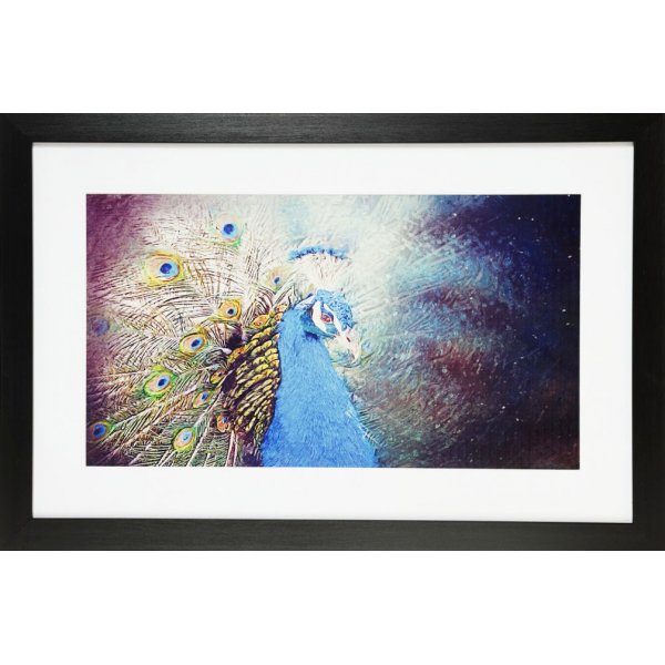 Maleri med svart ramme (Pfugl) - 40x100 cm