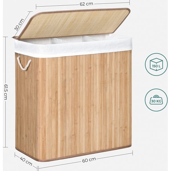 Carolin skittentøyskurv 150 l - Bambus Carolin skittentøyskurv 150 l - Bambus