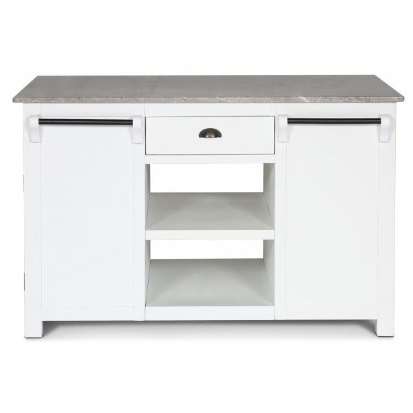 Heritage Kjøkkenøy med marmorplate - Hvit ramme / Grå Emprador marmor Heritage Kjøkkenøy med marmorplate - Hvit ramme / Grå Emprador marmor