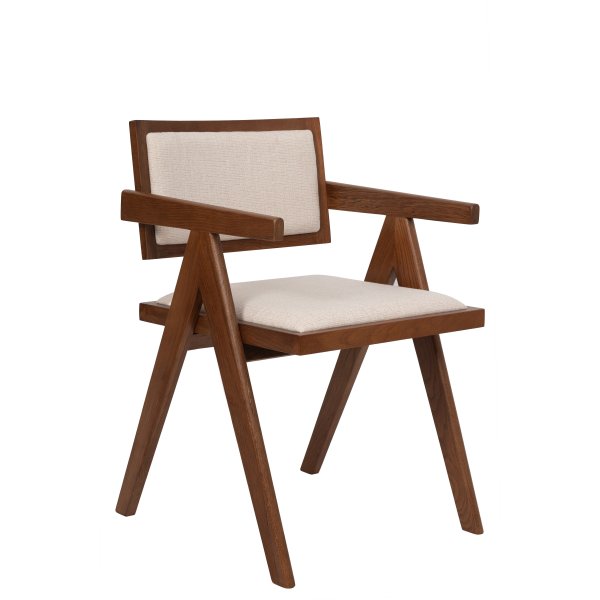 Dana spisebord Ø105 cm i valnøtt med 4 Sara lenestoler i valnøtt og lin Dana spisebord Ø105 cm i valnøtt med 4 Sara lenestoler i valnøtt og lin