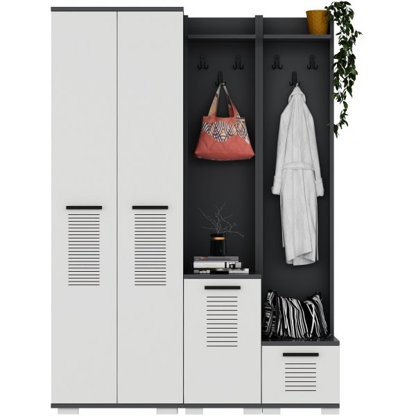 Asimo kleshenger 130 x 44,6 x 183 cm - Antrasitt/hvit