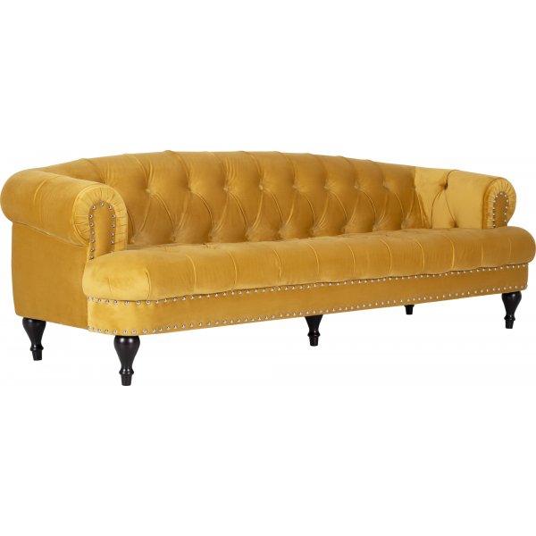 Oxford deluxe 3-seter chesterfield - Lvegul (flyel)