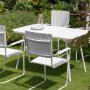 Holmsund matvaregruppe; bord 120x80 cm med 4 stoler - hvitt