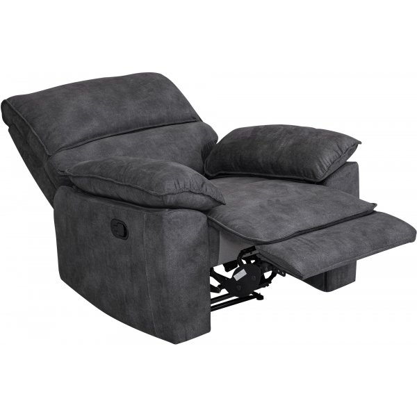 Coventry hvilestol med manuell mekanisme - Grå mikrofiber + Møbelføtter Coventry hvilestol med manuell mekanisme - Grå mikrofiber + Møbelføtter