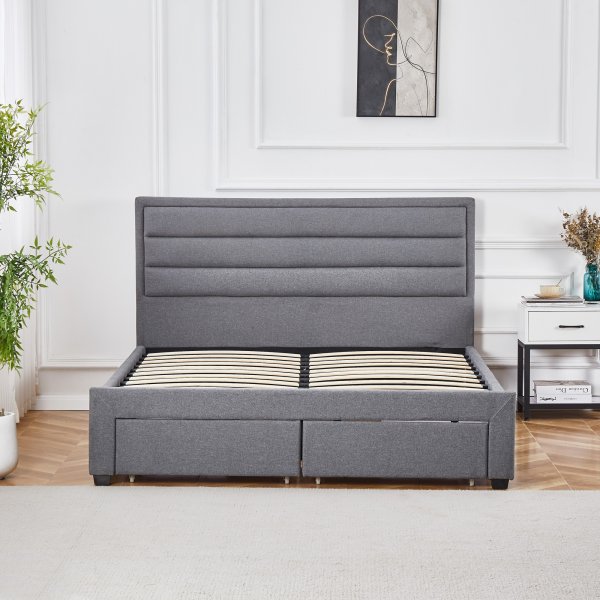 Alm hulgrå sengeramme med oppbevaring 180 x 200 cm + Tekstilrens for møbler Alm hulgrå sengeramme med oppbevaring 180 x 200 cm + Tekstilrens for møbler
