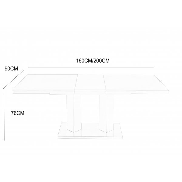 Colombia spisebord uttrekkbart 160-200 cm - Hvit