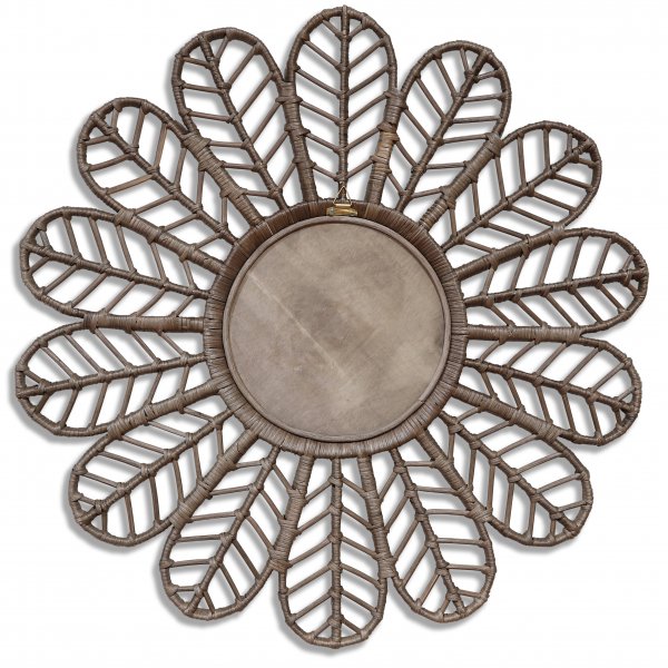 Peacock speil i rotting  90 cm - Brun