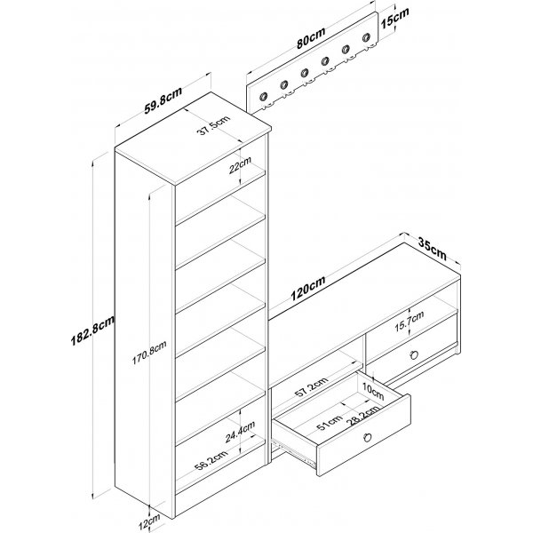 Mendy hallmbler - Hvit/valntt