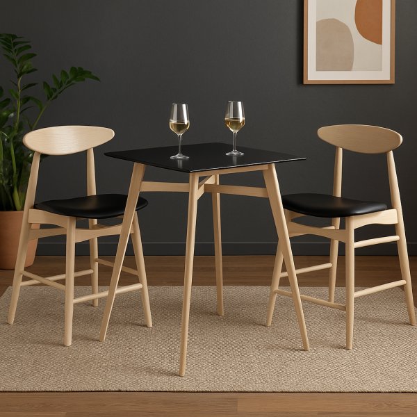 Barbord inkludert 2 barkrakker - Hvitvasket/svart