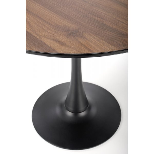 Olmo spisebord Ø90 cm i valnøtt/svart med 2 Alfred spisestoler i beige fløyel og ben i valnøtt Olmo spisebord Ø90 cm i valnøtt/svart med 2 Alfred spisestoler i beige fløyel og ben i valnøtt