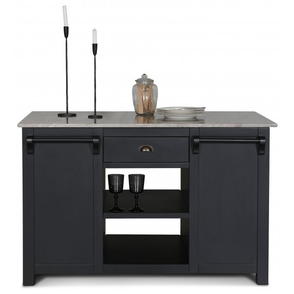 Heritage Kj�kken�y med marmor - Sort ramme / Gr� Emprador marmor