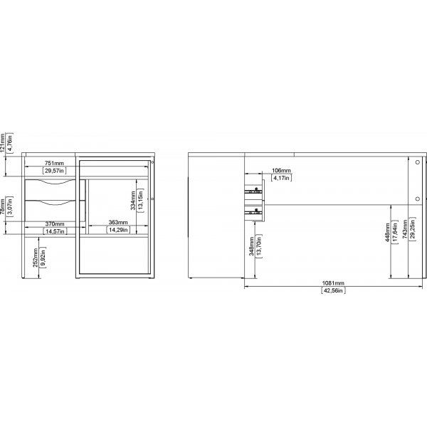 Function Plus skrivebord 145,1 x 81 x 76,8 cm - Hvit/eik Function Plus skrivebord 145,1 x 81 x 76,8 cm - Hvit/eik