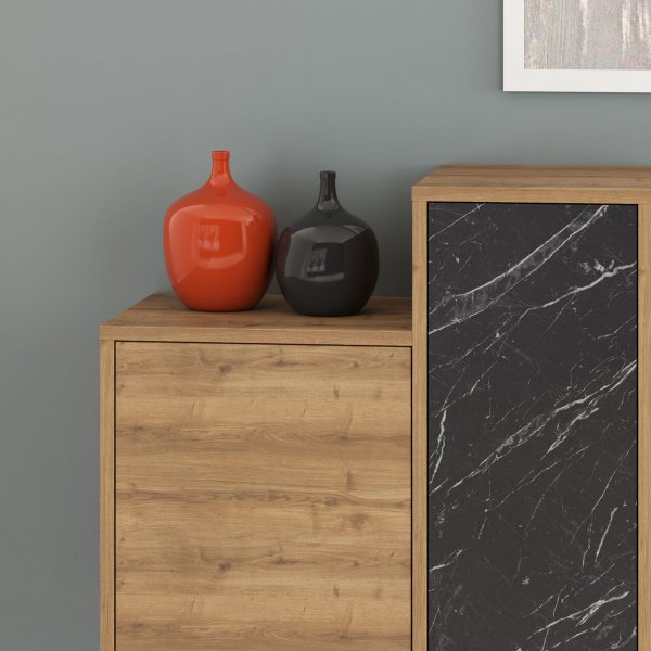 Hermes skjenk - Tre/sort marmor