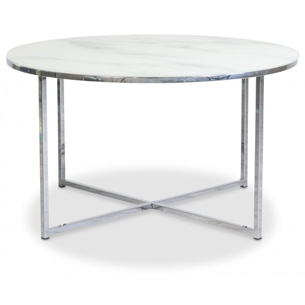 Palasso sofabord 80 cm diameter - Krom / Lys marmorering