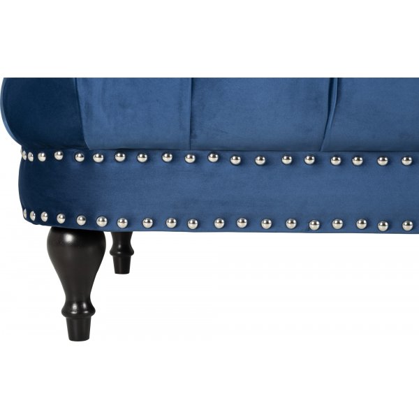 Sofa Chesterfield 3-seters sofa i blå fløyel Sofa Chesterfield 3-seters sofa i blå fløyel