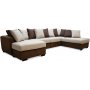 Delux U-sofa med pen ende hyre - Brun/Beige/Vintage