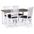 Skagen spisegruppe; klassisk spisebord 140x90 cm - Hvit / brunoljet eik med 4 Fårö stoler (Ribber i ryggen) med grått stoffsete