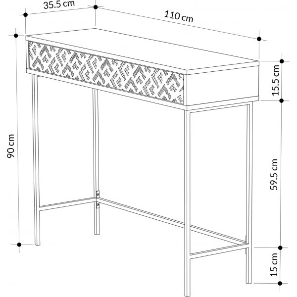 Heaton avlastningsbord 110 x 35,6 cm - Lett mokka