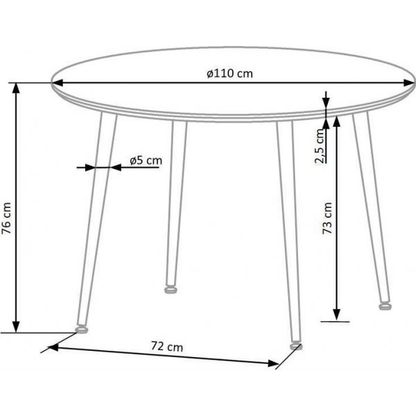 Spisebord i valnøtt 110 cm diameter med gulldetaljer Spisebord i valnøtt 110 cm diameter med gulldetaljer