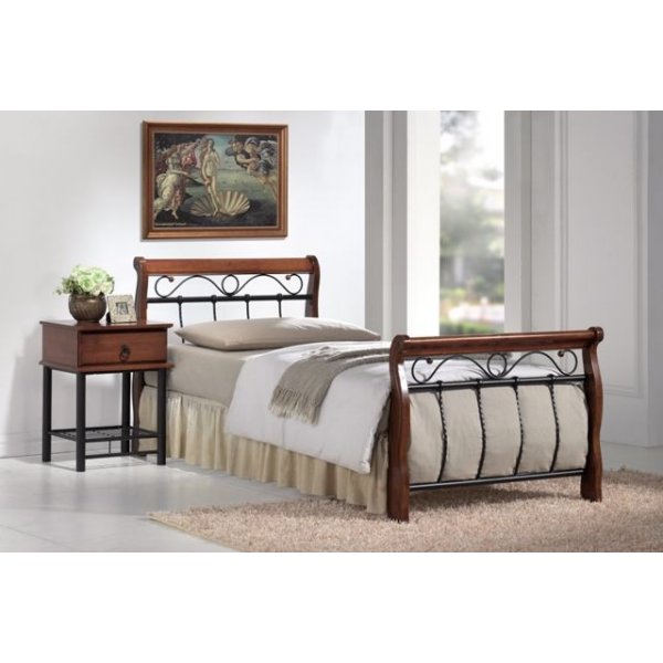 Seng Titusville 90x200 cm - Antikk kirsebr/svart