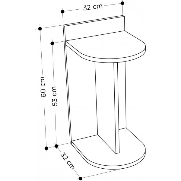 Dom sidebord - Antrasitt/hvit