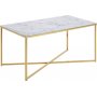 Alisma salongbord 90x50 cm - Hvit marmor/gull