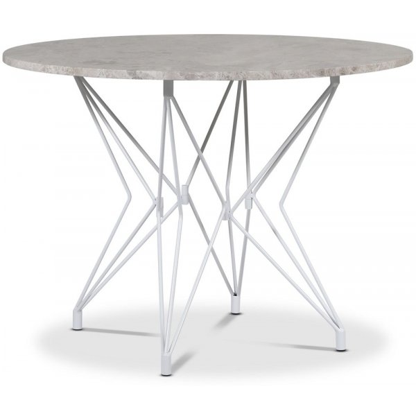 Zoo spisebord 105 cm - Hvit / Slvmarmor
