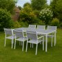 Spisegruppe med 6 stoler og spisebord 205 x 90 cm gr/hvit - Copacabana