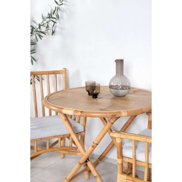 Cane uteservering gruppe med 2 Cane stoler - Natur/Sandbeige Cane uteservering gruppe med 2 Cane stoler - Natur/Sandbeige