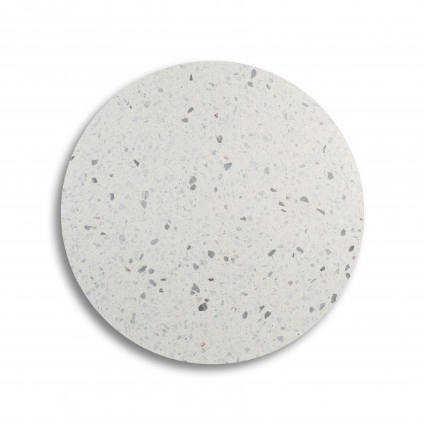 Terrazzo rundt sofabord  80 cm - Bianco Terrazzo & underdel Star krom