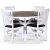 Skagen spisegruppe; rundt spisebord Ø120 cm - Hvit / brunoljet eik med 4 Fårö stoler (Ribber i ryggen) med svart PU-sete