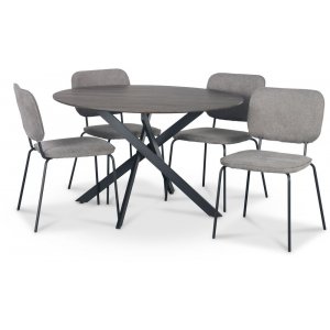 Hogrn spisegruppe 120 cm bord i mrkt tre + 4 stk Lokrume gr stoler