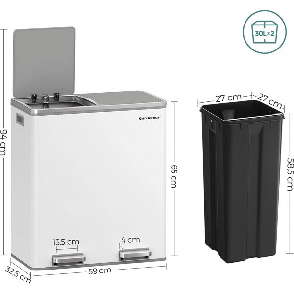 Daloa avfallsbeholder 60 l - Hvit Daloa avfallsbeholder 60 l - Hvit