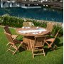 Salt spisegruppe for uteplassen rundt 150 cm bord med 6 stk. spisestoler - Teak