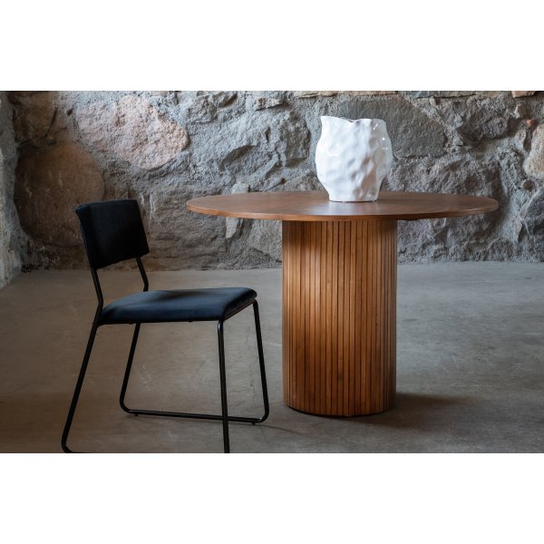 Niv rundt spisebord 110 cm - Svart/valntt
