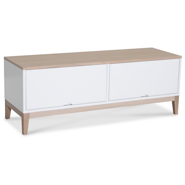 Borgholm TV-benk 126 cm - Hvit / Oljet eik