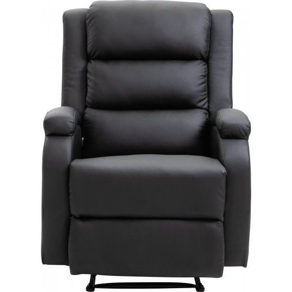 Benedict recliner lenestol med fotskammel - Svart PU + Flekkfjerner for mbler