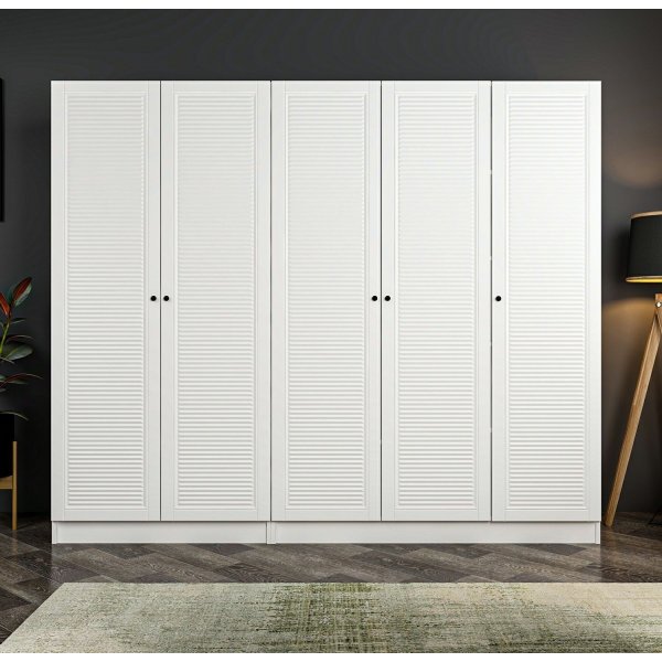 Larett garderobe 225x52x190 cm - Hvit Larett garderobe 225x52x190 cm - Hvit
